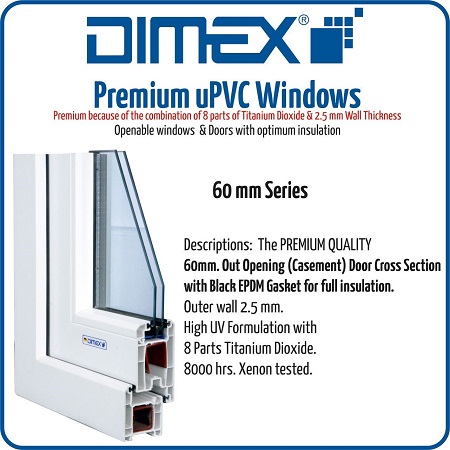 Dimex uPVC windoor profile series features